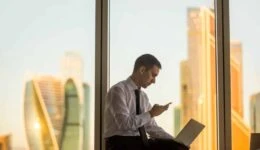 Successful businessperson in his office
