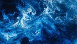 A blue and white smoke-like substance that appears to be flowing through the air