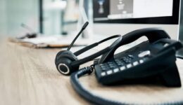 Telephone, contact us with call center, communication and headph