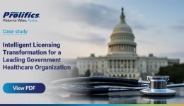 Intelligent Licensing Transformation dashboard showing real-time license status and analytics for government healthcare organization